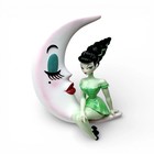 PRE-ORDER 7" Bride Of Frankie On The Moon Ornament Miss Fluff Halloween Decor