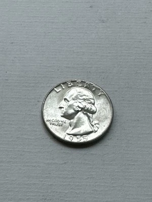 1955-D 90% Silver Washington Quarter From Coin Roll - AU - High Luster - Image 1 of 4