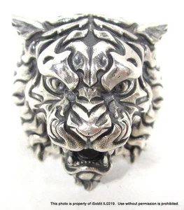 Schwerer WOLFSRING Herren SILBER Wütend Größe 11,5 - Bild 1 von 4