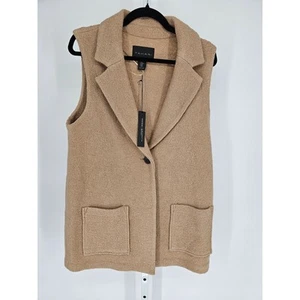 Tahari Tunic Vest Wool Blend Size M Button Close Pockets New With Tag beige - Picture 1 of 4