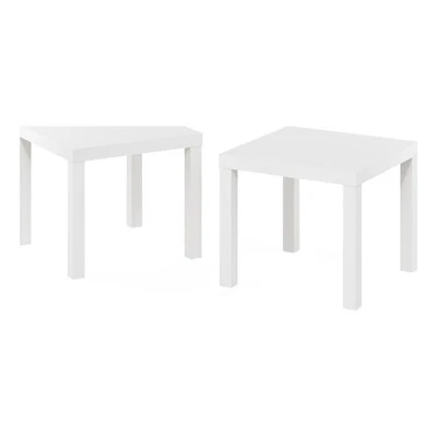 Mesa auxiliar cuadrada Furinno Classic Homey en juego de 2 en blanco Foto 1 de 4