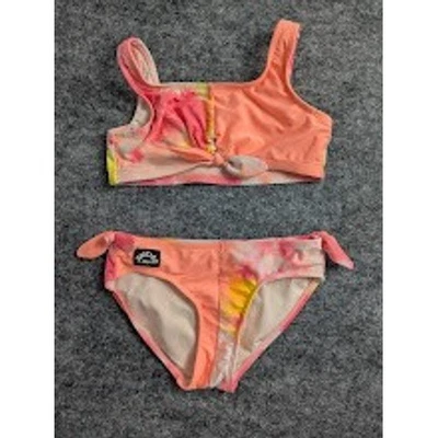 Conjunto de dos piezas de bikini Justice Girls tie dye, naranja rosa amarillo talla M (10) Foto 1 de 4