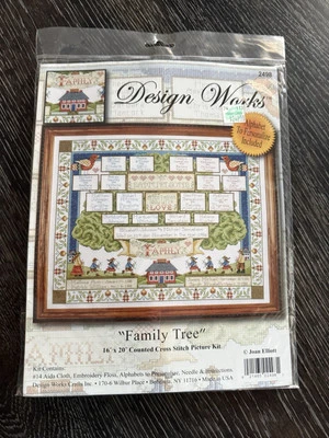 Kit de punto de cruz contado "ÁRBOL GENEALÓGICO" por Design Works 16X20 #2498 - ¡NUEVO! Foto 1 de 4