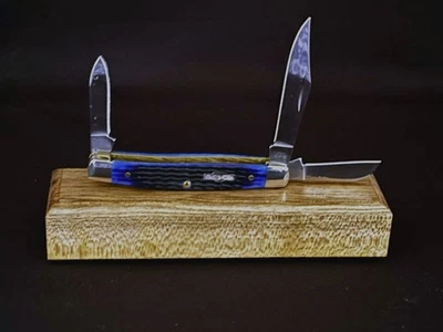 CASE XX 6344 SS 3 Blade STOCKMAN BLUE Handle KNIFE Bone New Made In USA - Image 1 of 4