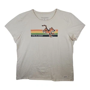 Life Is Good Crusher Cream Striped Tiger T-Shirt Women’s Size XL - Picture 1 of 5