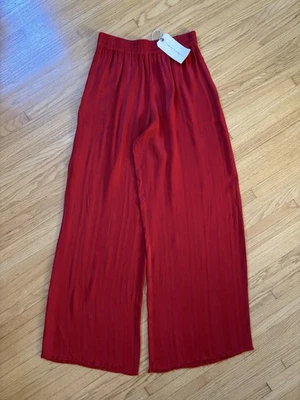 RAQUEL ALLEGRA ШИРОКИЕ БРЮКИ PALAZZO ПОМИДОР КРАСНАЯ ПОЛОСА ВИСКОЗА АТЛАС 3 L НОВЫЙ С ЯРЛЫКАМИ - Изображение 1 из 4