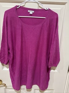 Garnet Hill Top Women’s Size M Fuchsia Pink Silk Blend Dolman Top - Picture 1 of 4