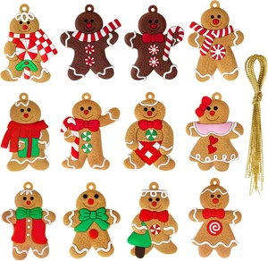 12 Pezzi Omino Pan Di Zenzero Natale,  PVC Addobbi Ciondoli Di Gingerbread Set,  - Foto 1 di 12