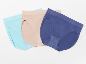 Breezies Women's Seamless Hi-Cut Panties Set Of 3 Solid Aquamarine Medium Size