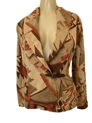 Chaqueta Blazer Ralph Lauren Jeans Geométrica Ligera Tejida Algodón Marrón Beige M Foto 1 de 4