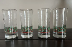 Arby’s 1987 Christmas Collection Holly Berry Tumbler Glass Cups 4 Piece Set - Picture 1 of 4
