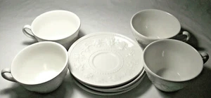 Wedgwood Home: FESTIVITY: 4 Off-White Embossed Cup & Saucer Sets:(1995) EXC: NR - Bild 1 von 7