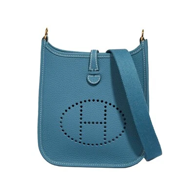 70742 auth HERMES New Blue Jean blue Clemence leather EVELYNE 16 Bag - Image 1 of 4