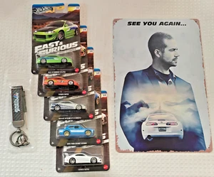 Hot Wheels Fast & Furious - Brian O'conner FULL set + Metal Poster + Keychain - Picture 1 of 13