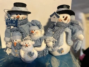 Muñeco de nieve azul vintage entero familia 2 piezas impecable estado - Imagen 1 de 3