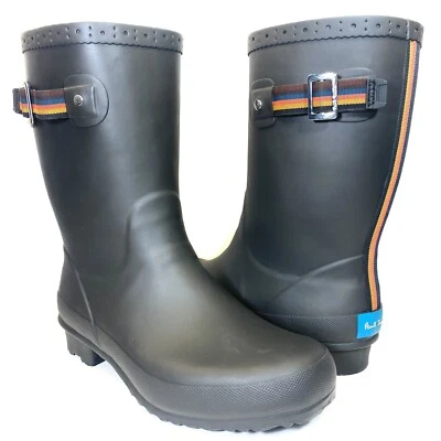 PAUL SMITH Hombres Krupa Wellington Medio Pantorrilla Goma Botas de Lluvia Negras Foto 1 de 4