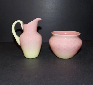Mt. Washington Diamond Quilted Burmese Creamer and Sugar - Picture 1 of 2