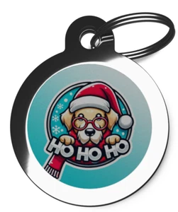 Pet ID tag -  Christmas HO HO HO 32mm or 24mm personalised - Picture 1 of 2
