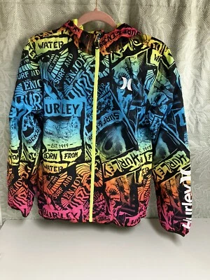 Abrigo Chaqueta Parka Hurley Juvenil Graffiti Estampado Forrado Con Capucha Talla XL Foto 1 de 4