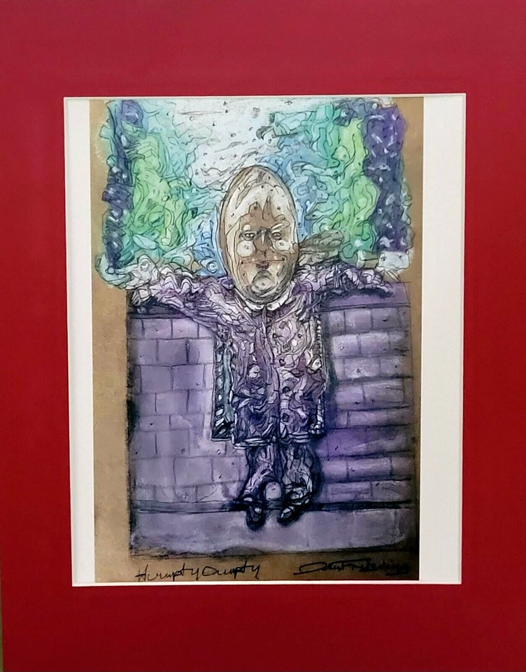 Surrealist pastel, drawing fantasy, Childrens drawing - Humpty Dumpty 1 - Image 1 of 1
