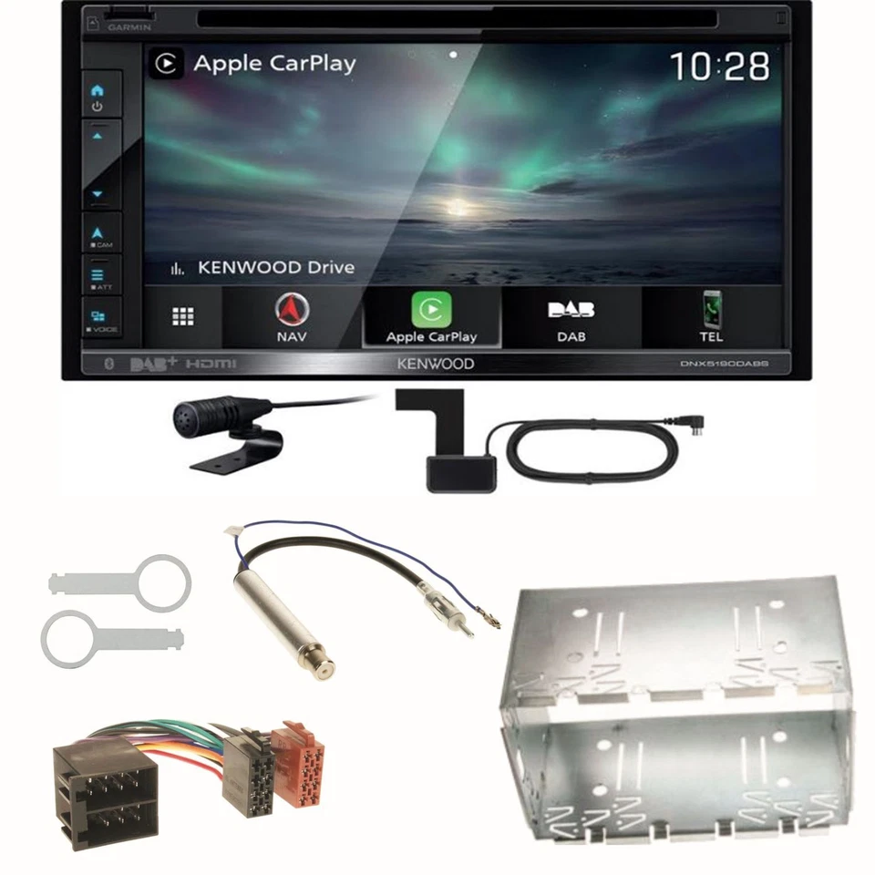 Kenwood DNX-5190DABS Navi CarPlay MP3 CD Einbauset für Polo 6N2 9N Bora Ibiza 6L - Bild 1 von 1