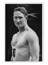 OLYMPIA 1936 German middleweight weightlifter Rudolf Ismayr, trading card.