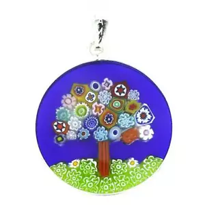 "GlassOfVenice Murano Glas Millefiori Anhänger ""Baum des Lebens"" in Silberrahmen 1" - Bild 1 von 5