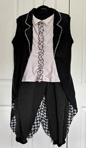 Circus Ringmaster Black/White Chevron Top Pant Halloween Costume XXLA Plus Size - Picture 1 of 12