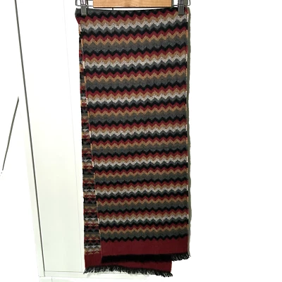 Flecos a rayas Chevron 100 % cachemir tejido 12,5" x 72" Preppy tradicional Foto 1 de 4