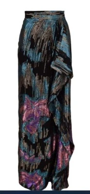 Peter Pilotto Fil Coupe Fireworks Maxi Skirt Black Long Metallic New UK 10 US 6 - Image 1 of 4