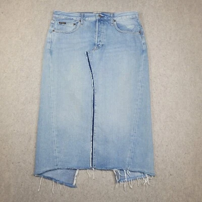 Falda vaquera midi Polo Ralph Lauren para mujer 31 flecos deshilachados botones mosca Foto 1 de 4