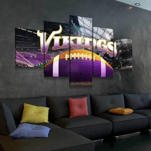 NFL Football Team Minnesota Vikings Stadium 5 Stück Panel Leinwand Wandbild Dekor - Bild 1 von 2