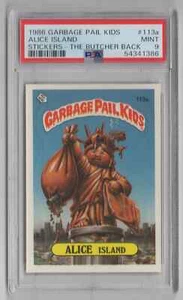 1986 Topps Garbage Pail Kids #113a Alice Island - PSA 9 COME NUOVO - barbiere/macellaio - Foto 1 di 2