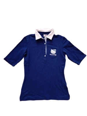 HELLO KITTY Polo da donna size S shirt jersey maglia blu elasticizzata cotone - Imagen 1 de 4