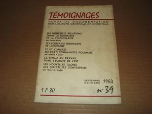 *** Témoignages *** n° 39 - 09-10/1964 - Revue sur Europe Centrale et Orientale - Picture 1 of 5