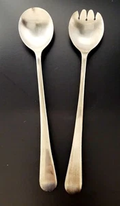 Vintage MCM 9" Sheffield England Silver Plate Fork & Spoon Salad Set - Picture 1 of 6
