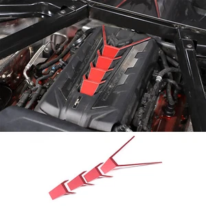 4PCS Red Alloy Engine Shroud Cover Panel Cover Trim For Corvette C8 2020-2023 - Picture 1 of 12