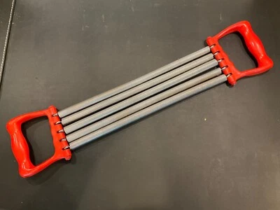 Vintage 4 Steel Spring Resistance Chest Expander 23” Orange Red Good Condition - Image 1 of 4