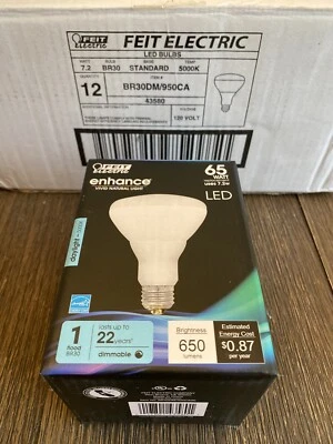 Feit Electric LED BR30 Flood Light Daylight 5000k Dimmable, 12-pack - Image 1 of 3