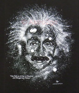 GLOW ALBERT EINSTEIN--Space Stars Galaxies Night Astronomy Science Kids T shirt - Picture 1 of 3