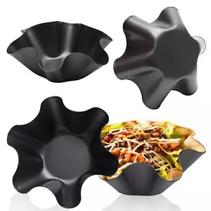 Non-Stick Fluted Tortilla Shell Maker Extra Thick Steel Taco Salad Bowl Pans ... - Picture 1 of 7
