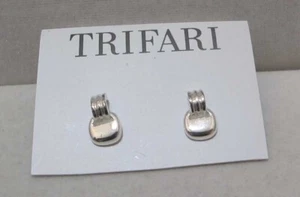 TRIFARI Silver Tone Rigid Mini Door Knocker Post Pierced Earrings NEW NOC - Picture 1 of 10