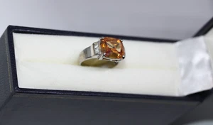 Luxus 925 Sterlingsilber natürlicher 4 Karat facettierter Citrin Damenring Gr. 5,5 - Bild 1 von 24