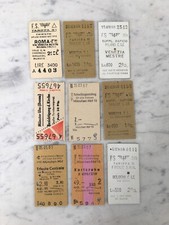 LOTTO DI NOVE VECCHI BIGLIETTI DI TRENO ANNI 60 TRAIN TICKETS