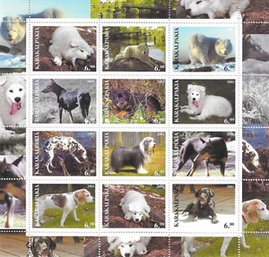 Dogs Bearded Collie Beagle Samoyed.. Karakalpakia Uzbekistan Mint MNH Sheet 2001 - Picture 1 of 1