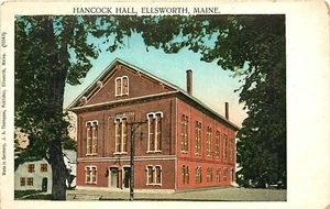 HANCOCK HALL, ELLSWORTH, MAINE, VINTAGE POSTCARD - Picture 1 of 2