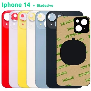 BACK COVER SCOCCA POSTERIORE VETRO PER APPLE IPHONE 14 +BIADESIVO BIG HOLE - Bild 1 von 8