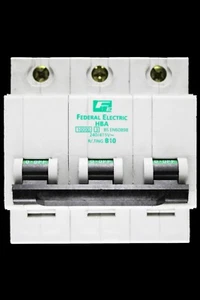 FEDERAL 10 AMP CURVE B 10kA TRIPLE POLE MCB CIRCUIT BREAKER HBA STABLOK - Picture 1 of 6