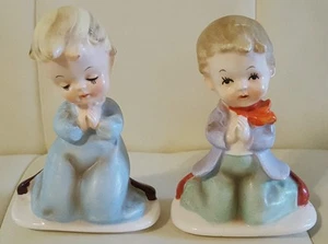 Pair of 2 Vintage Praying Children Porcelain Ceramic Figurines Collectible - Picture 1 of 6