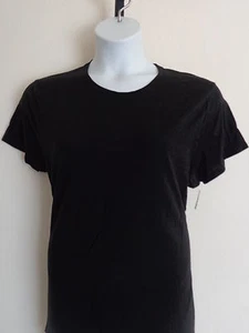 Womens Hanes Cotton S/S Crew Neck Tee Shirt S Black - Picture 1 of 2